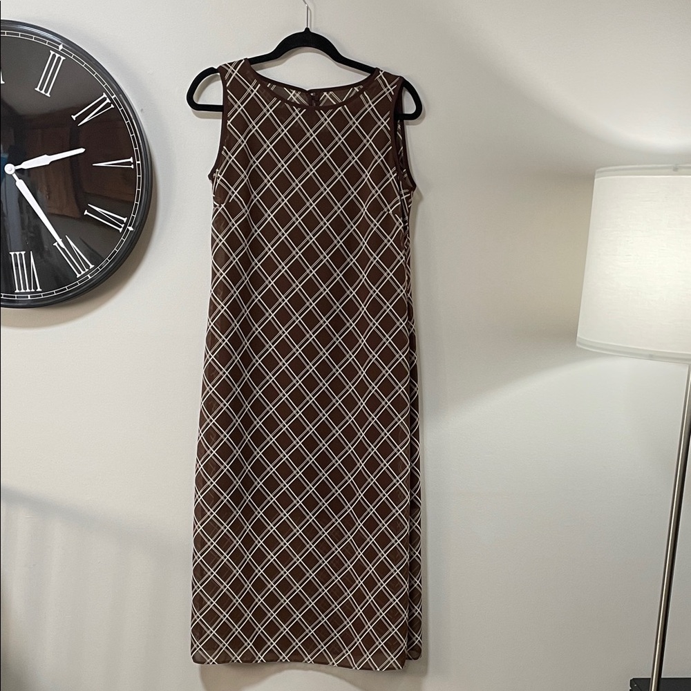 Vintage VIII Mantero 2in1 made in Italy Brown & White Checkered Maxi Dress Y2K
